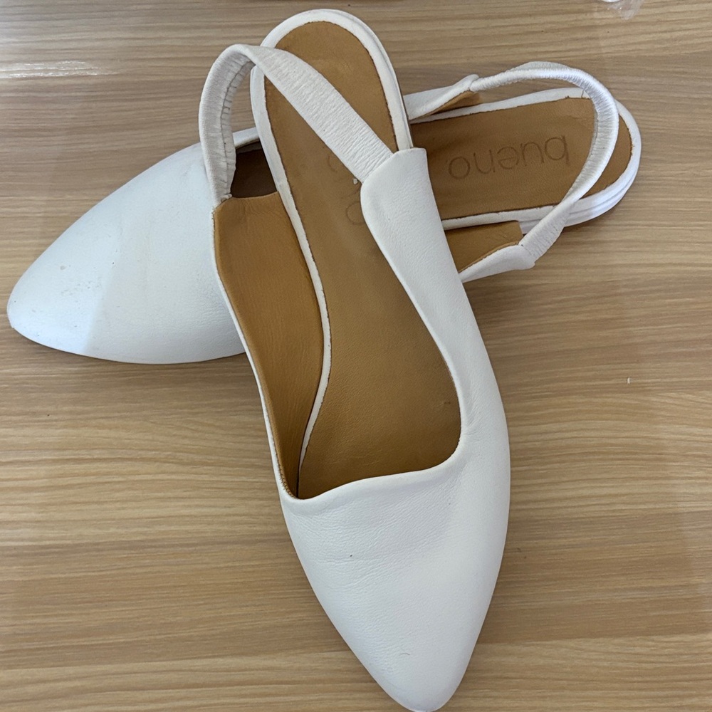 Bueno White Slingback Flats